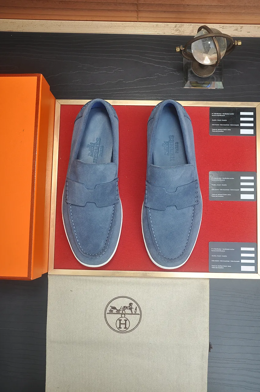 Men's Men's Shoes💰560💶[[HERMES]] (High-end Niuli) New 🍀 HERMES - top version of Hermès classic casual leather shoes! Made of imported original cowhide, the inner top layer is comfortable cowhide lining! Original wear-resistant rubber outsole! High quality products! Code number 39-45 (45 customized)